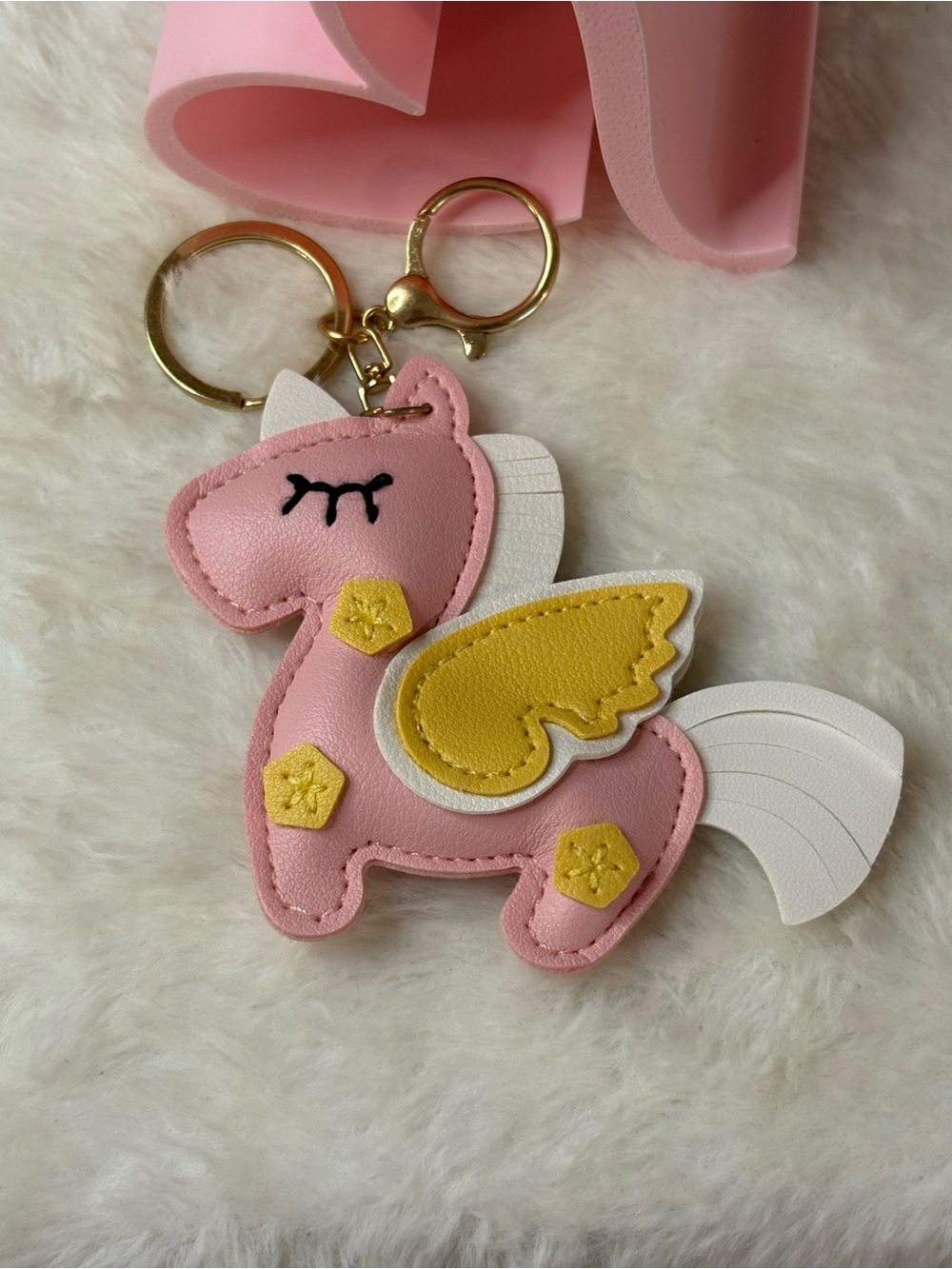 Pink Unicorn Key & Card Holder with Yellow Wing